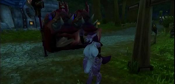 sperm coverd worgen trys to dance  in woods but draws a croud